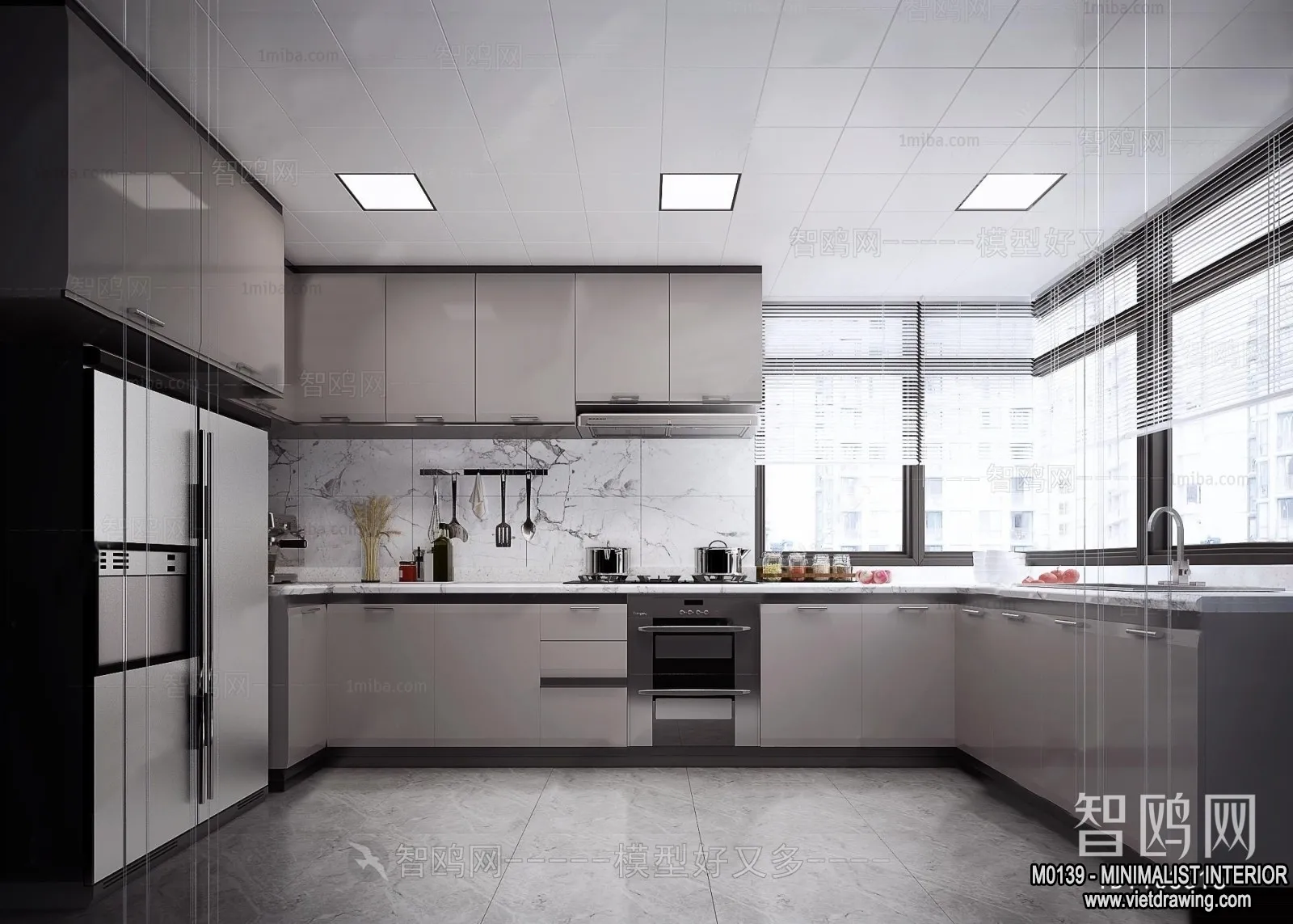 Kitchen - Minimalist Style - 3D Interior Scene - 022