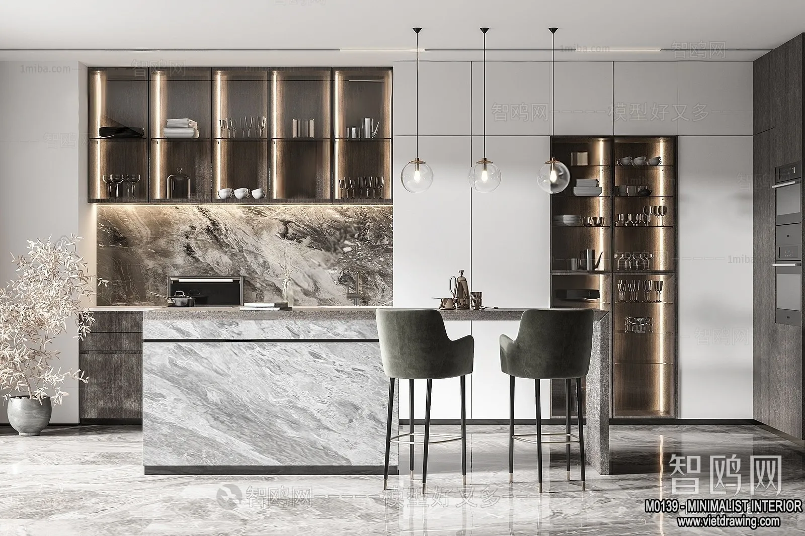 Kitchen - Minimalist Style - 3D Interior Scene - 025