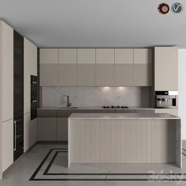 Kitchen Modern 06 (Corner Kitchen) 3D Model