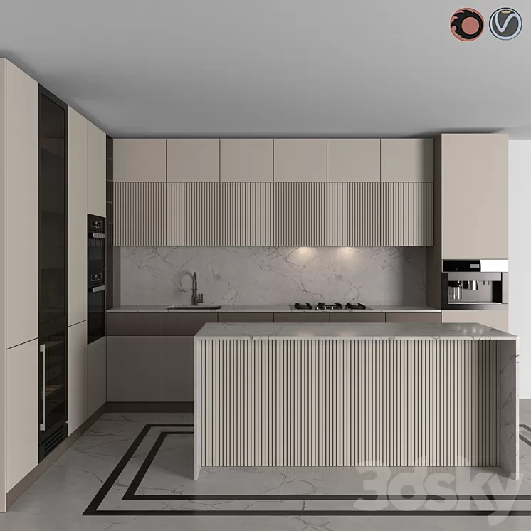 Kitchen Modern 06 (Corner Kitchen) 3D Model Free