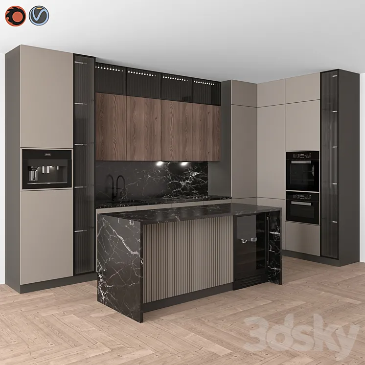 Kitchen Modern 16 (Corner Kitchen) 3D Model Free