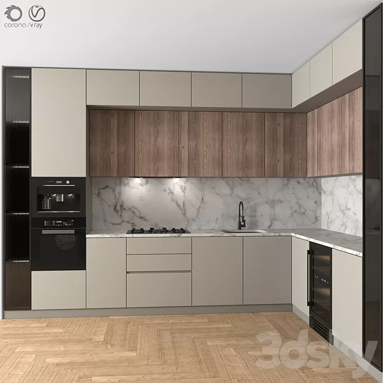 Kitchen Modern 26 (Corner Kitchen) 3D Model Free