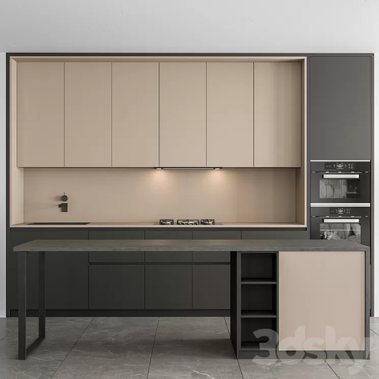 Kitchen Modern - Black and Cream Cabinets 73 3D Model
