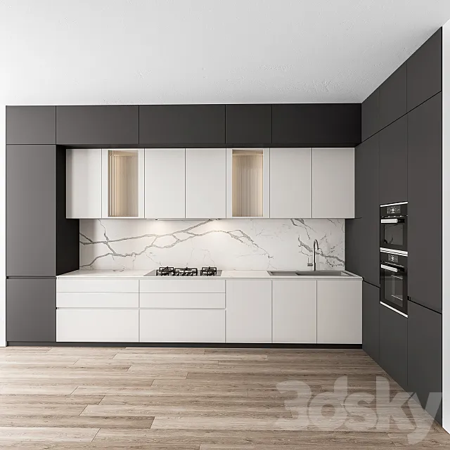 Kitchen Modern - Black and White 41 3D Model