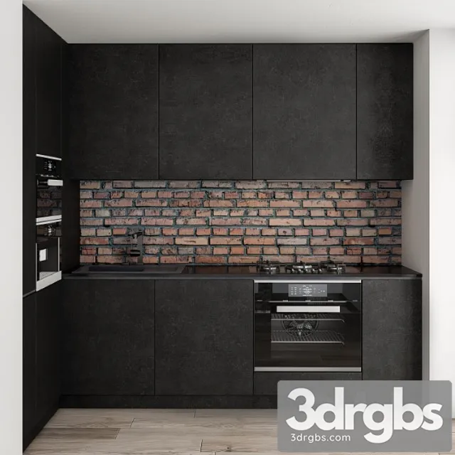 Kitchen modern brick wall 3D Model Free
