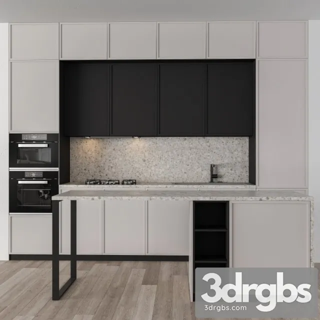 Kitchen Modern Cream and Black 26 3D Model Free