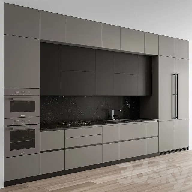 Kitchen Modern - Gray and Black 112 3D Model