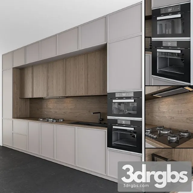 Kitchen Modern Gray And Wood 45 3D Model Free