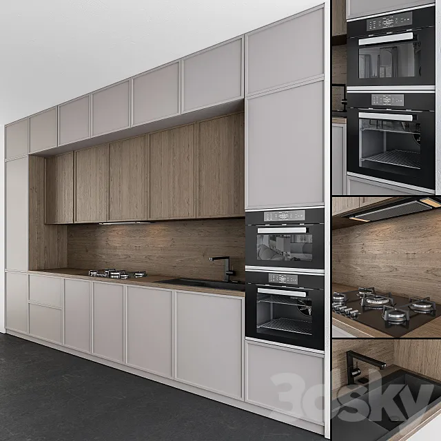 Kitchen Modern - Gray and Wood 45 3D Model