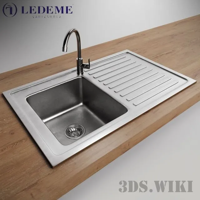 kitchen - Modern sink and faucet by Ledeme 3D Model