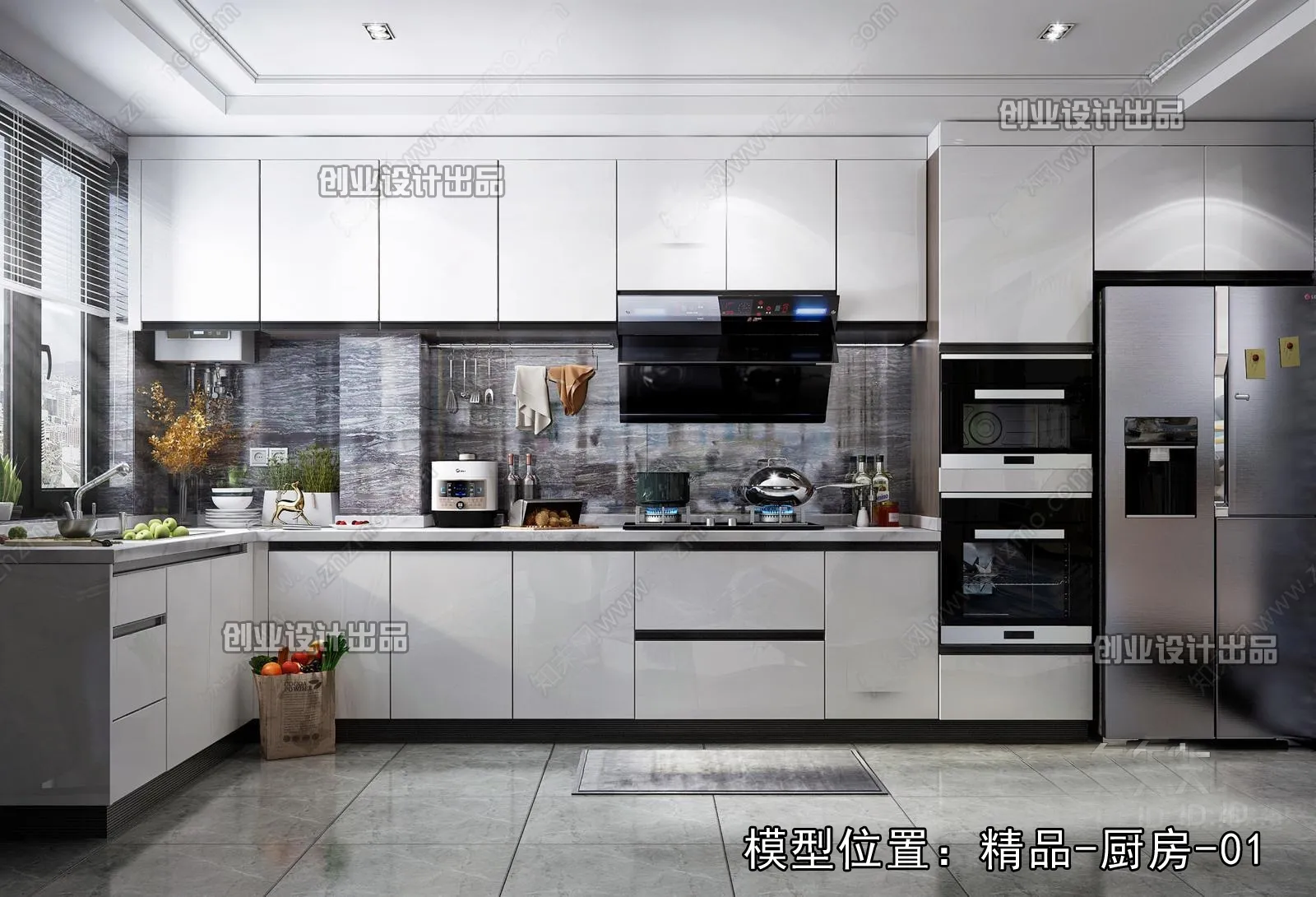 Kitchen - Modern Style Interior 3D Scenes - 006