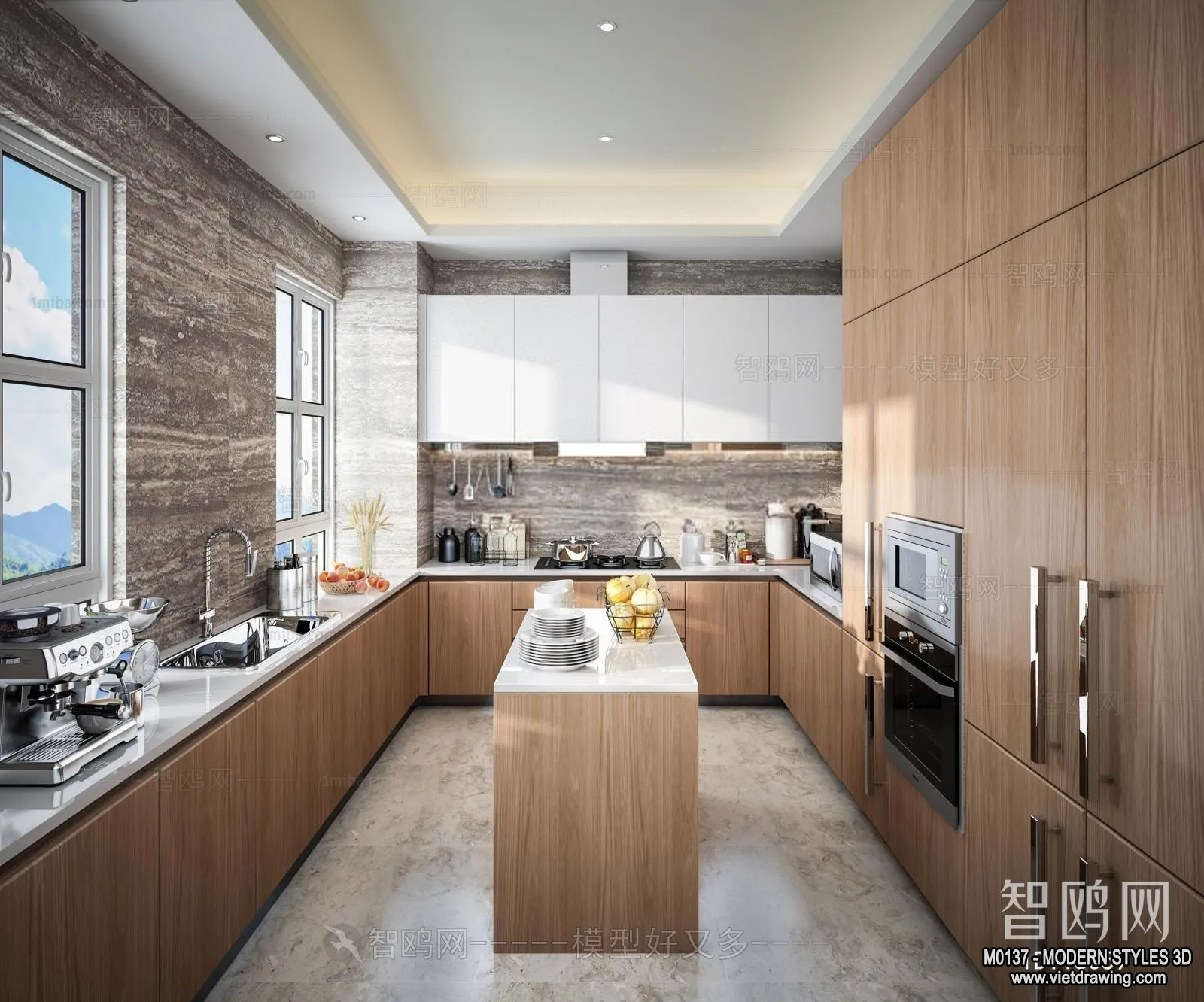 Kitchen - Modern Style Interior 3D Scenes - 021