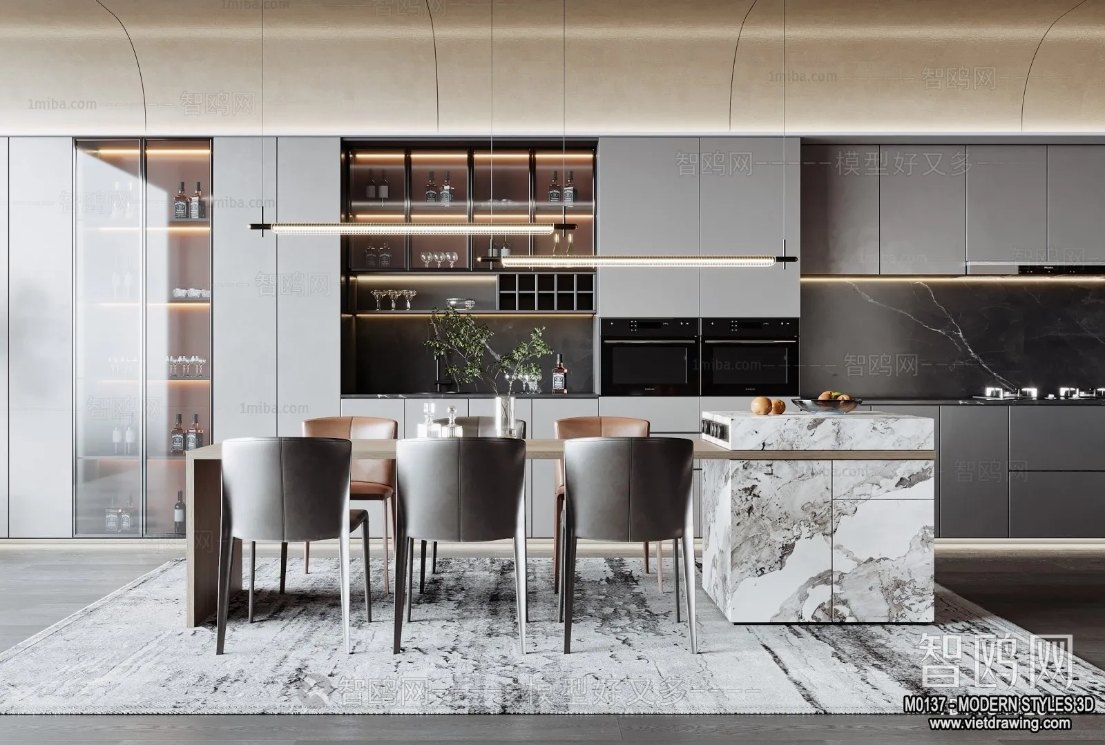 Kitchen - Modern Style Interior 3D Scenes - 034