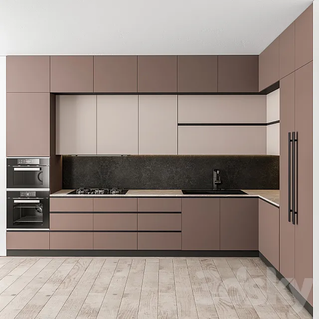 Kitchen Modern – White and Wood 34 3D Model