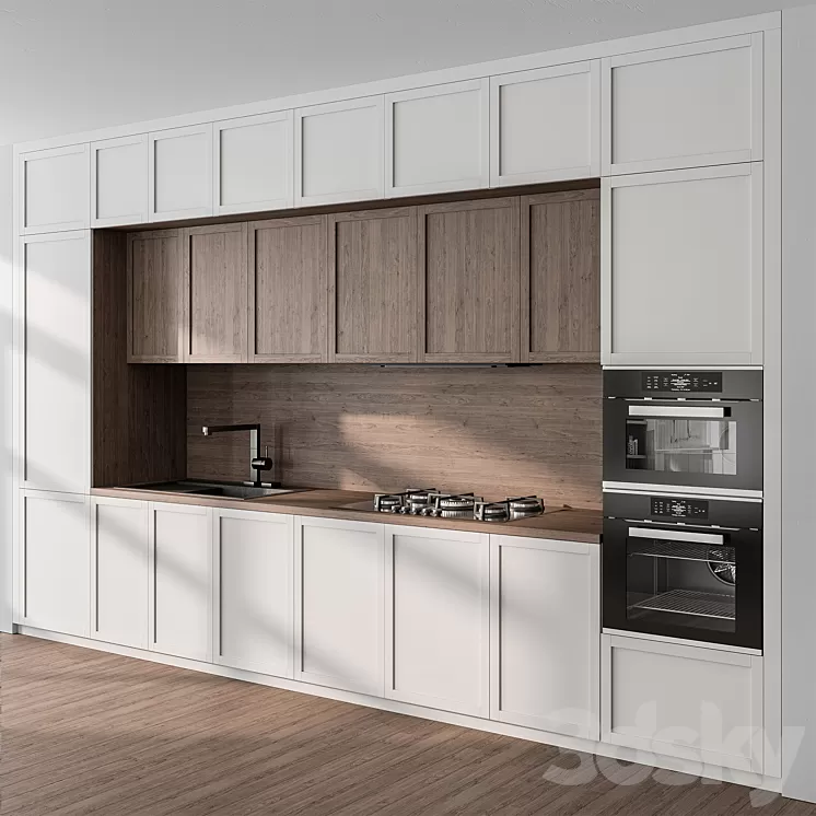 Kitchen Modern - White and Wood 62 3D Model Free