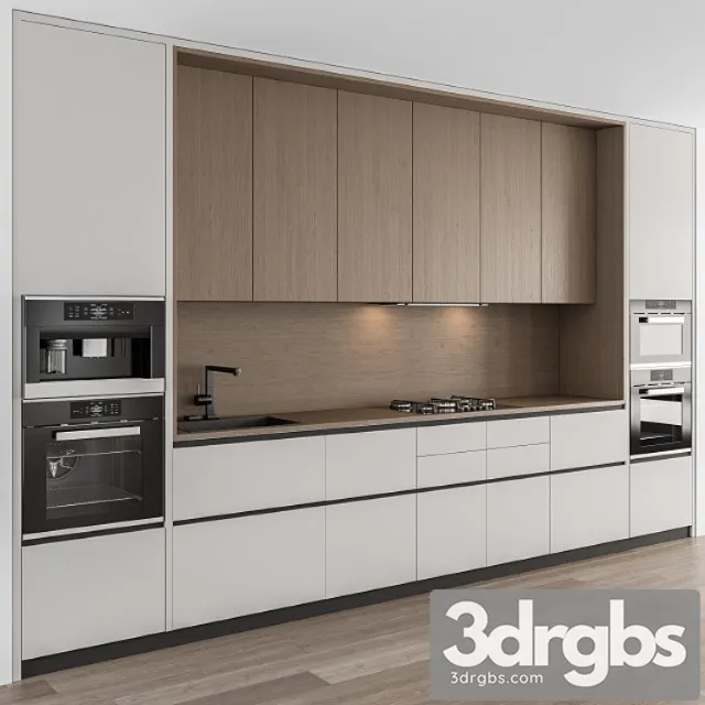 Kitchen modern - white and wood cabinets 75 3D Model Free
