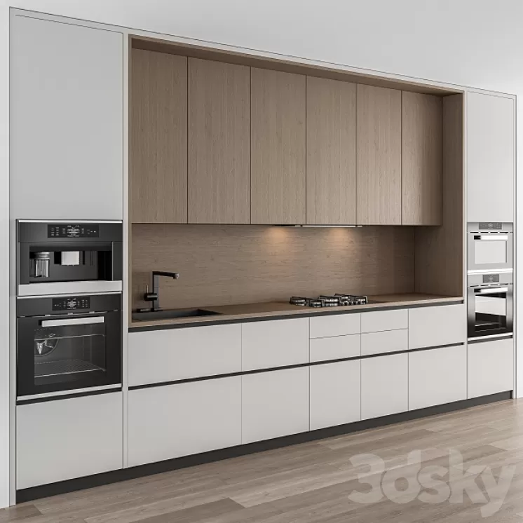 Kitchen Modern - White and Wood Cabinets 75 3D Model