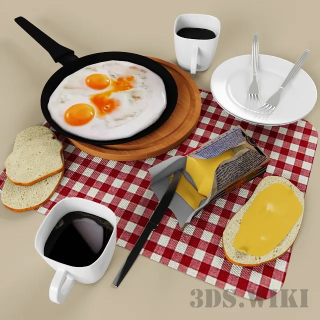 kitchen - Morning breakfast 3D Model