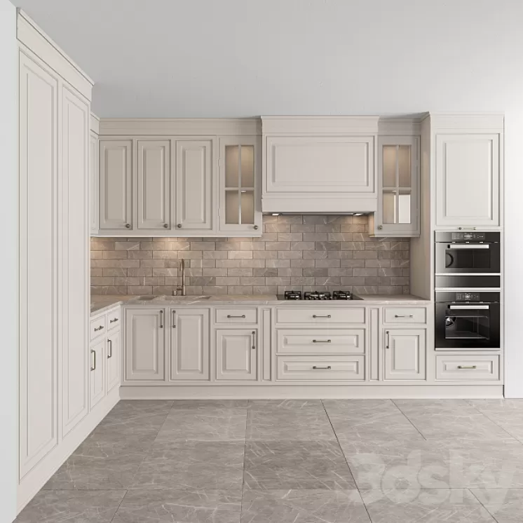 Kitchen Neo Classic Cream - Set 33 3D Model
