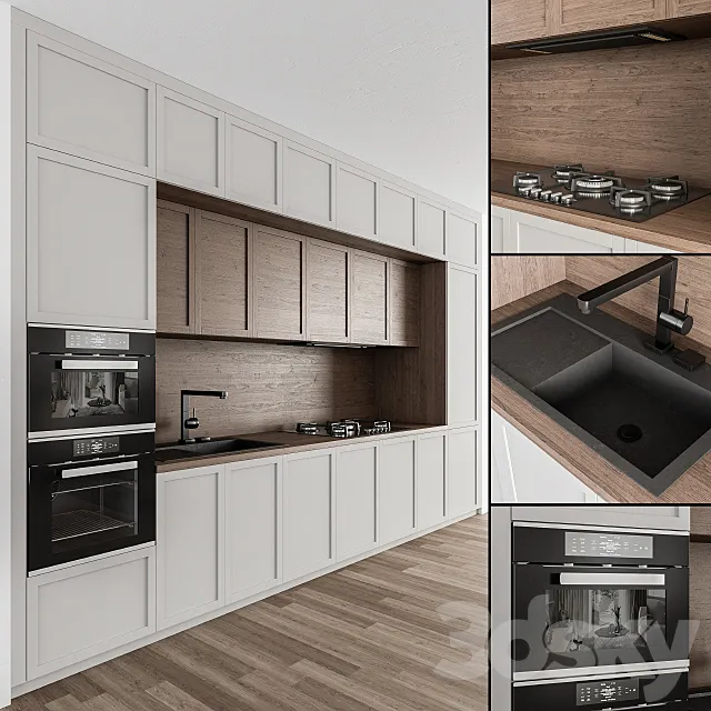 Kitchen Neo Classic - White and Wood 30 3DModel