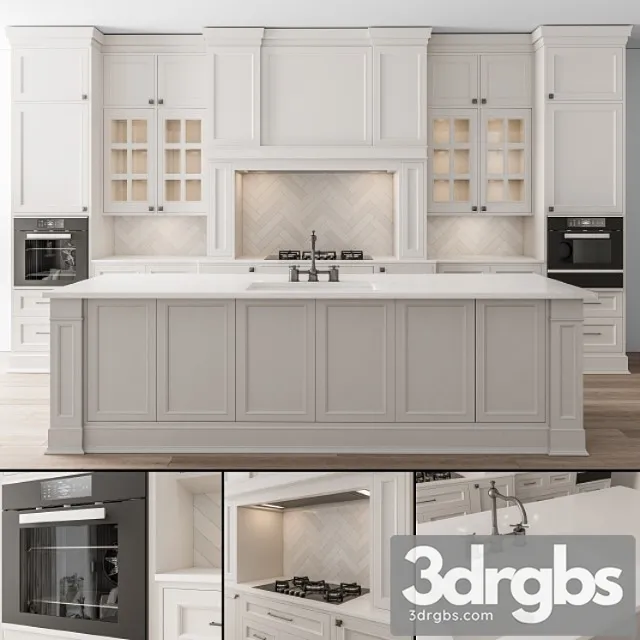 Kitchen Neo Classic White Set 43 3D Model Free