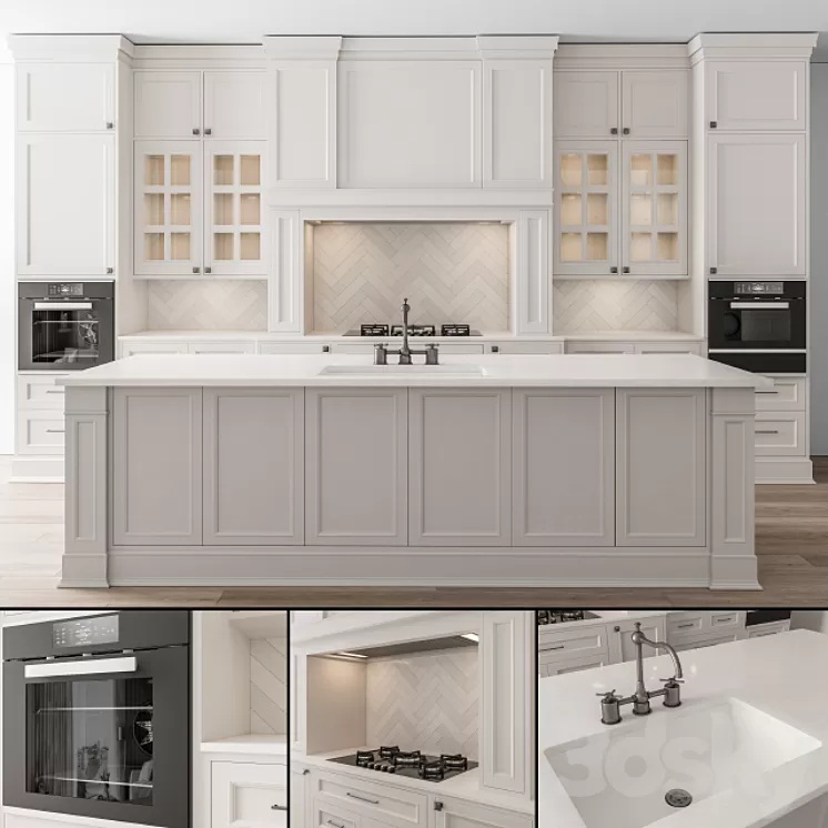 Kitchen Neo Classic White - Set 43 3D Model Free