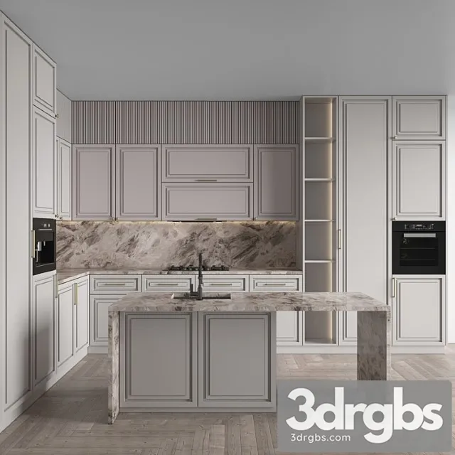 Kitchen Neoclassic 138 Corner Kitchen 3D Model Free