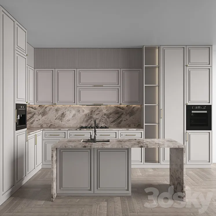 Kitchen Neoclassic 138 (Corner Kitchen) 3D Model Free
