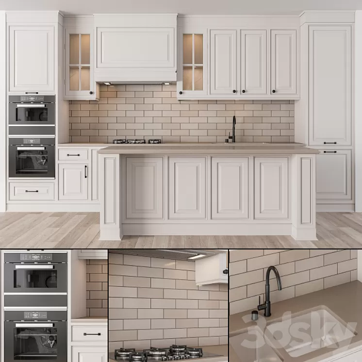 Kitchen NeoClassic - Cream Set 19 3D Model