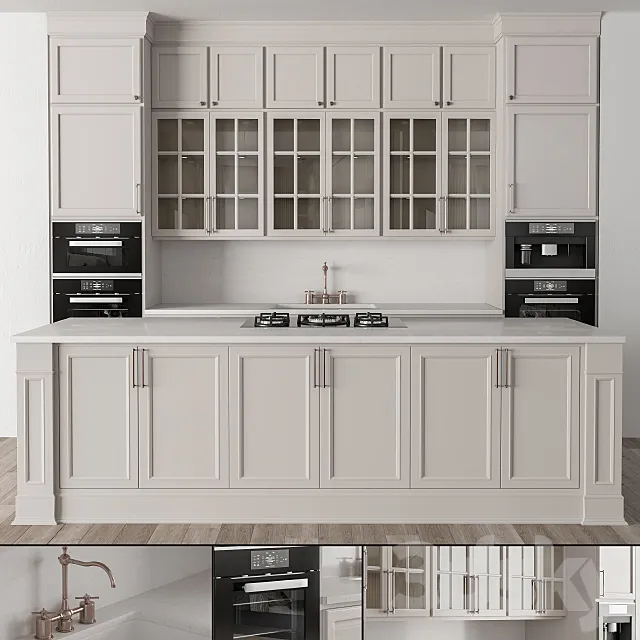 Kitchen NeoClassic - Cream Set 24 3D Model