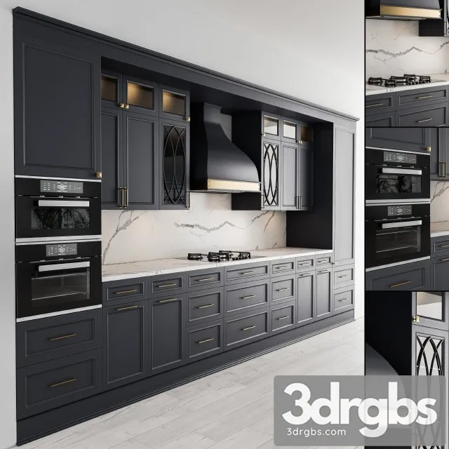 Kitchen NeoClassic Dark Gray Set 22 3D Model Free