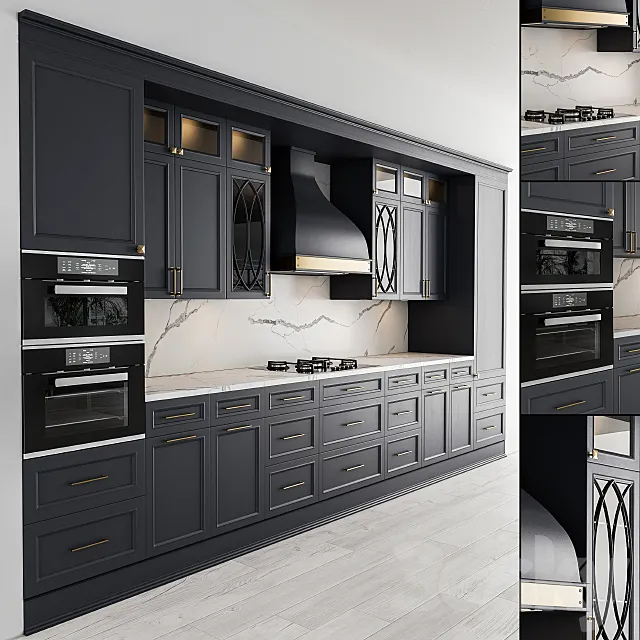 Kitchen NeoClassic - Dark Gray Set 22 3D Model