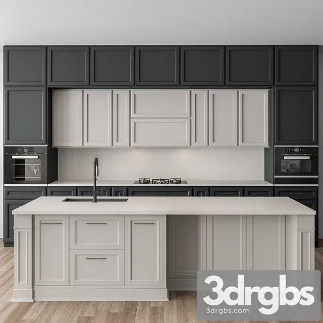 Kitchen neoclassic - navy blue and white set 65