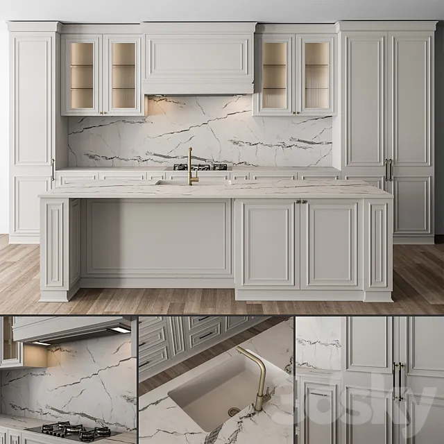 Kitchen NeoClassic - White Set 66 3DModel