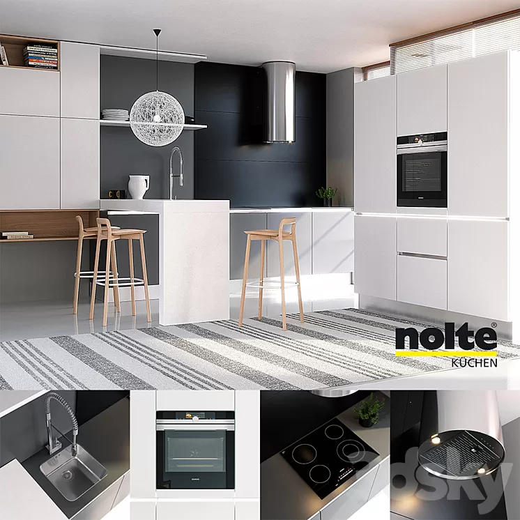 Kitchen NOLTE Glas Tec Satin + Sigma Lack (vray GGX corona PBR) 3D Model