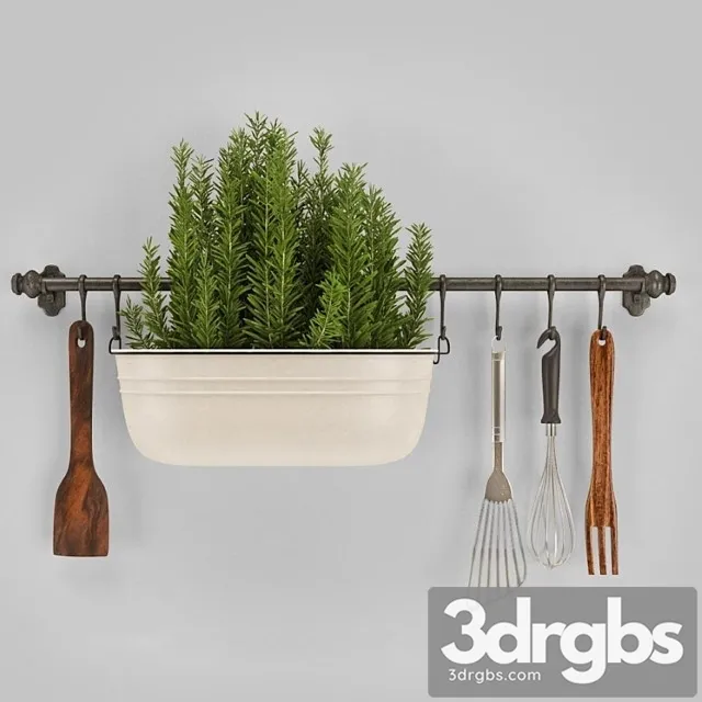 Kitchen-object-set-on-wall 3D Model Download