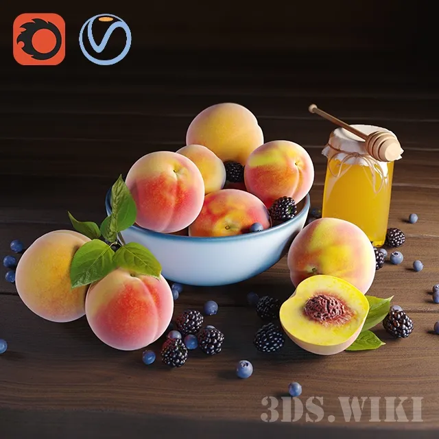 kitchen - Peaches honey and berries 3D Model