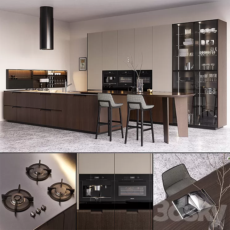 Kitchen Poliform Shape EUROCUCINA 2018 (vray GGX corona PBR) 3D Model