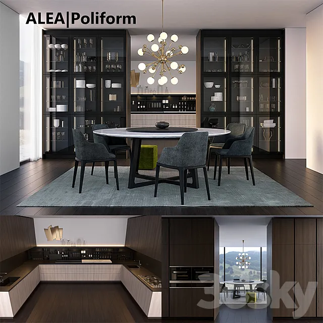 Kitchen Poliform Varenna Alea 2 (vray GGX corona PBR) 3D Model