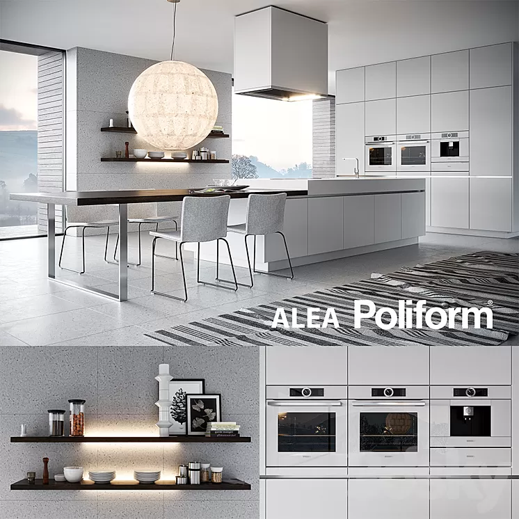 Kitchen Poliform Varenna Alea 3 (vray GGX corona PBR) 3D Model
