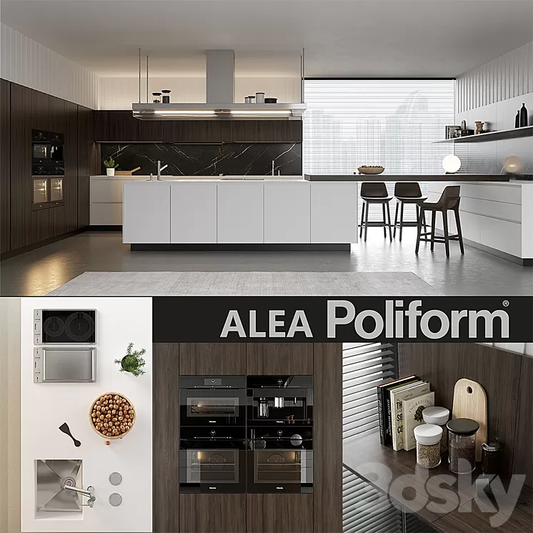 Kitchen Poliform Varenna Alea 4 (vray GGX corona PBR) 3D Model
