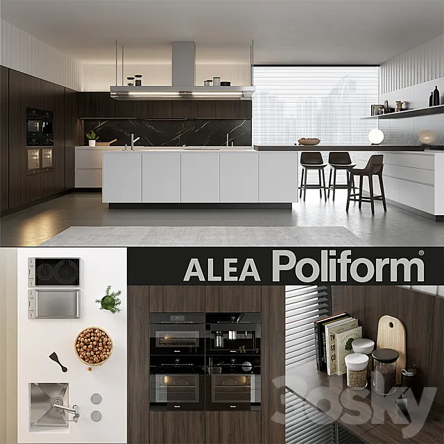 Kitchen Poliform Varenna Alea 4 (vray GGX. corona PBR) 3DModel