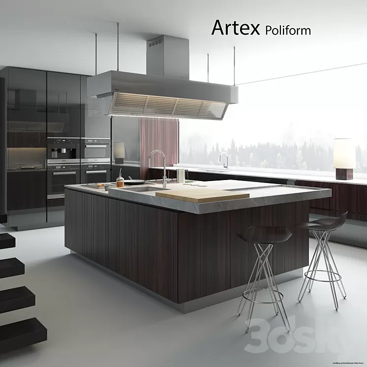 Kitchen Poliform Varenna Artex 2 3D Model