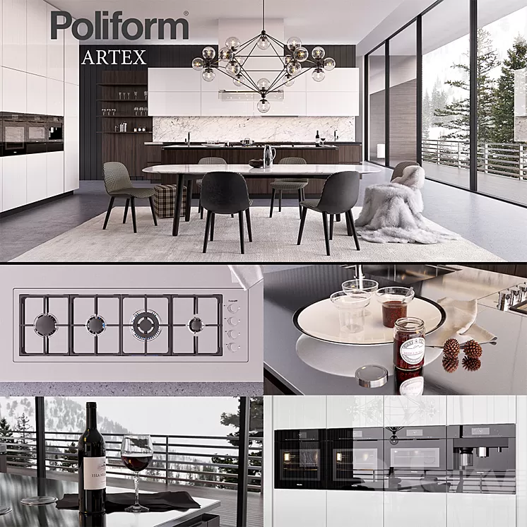 Kitchen Poliform Varenna Artex 3 (vray GGX corona PBR) 3D Model