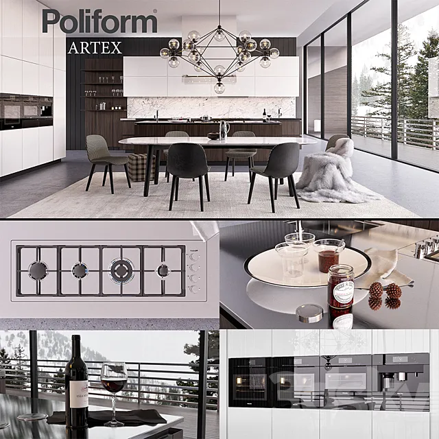 Kitchen Poliform Varenna Artex 3 (vray GGX. corona PBR) 3DModel