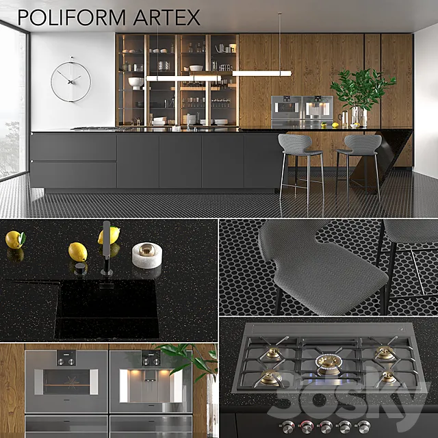 Kitchen Poliform Varenna Artex (vray GGX. corona PBR) 3DModel