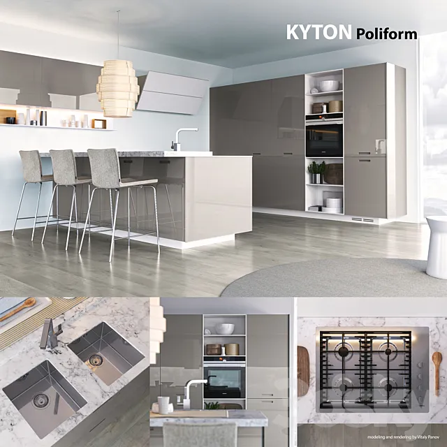 Kitchen Poliform Varenna Kyton 2 (vray corona) 3D Model