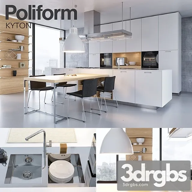 Kitchen Poliform Varenna Kyton Vray Ggx Corona Pbr 3D Model Free