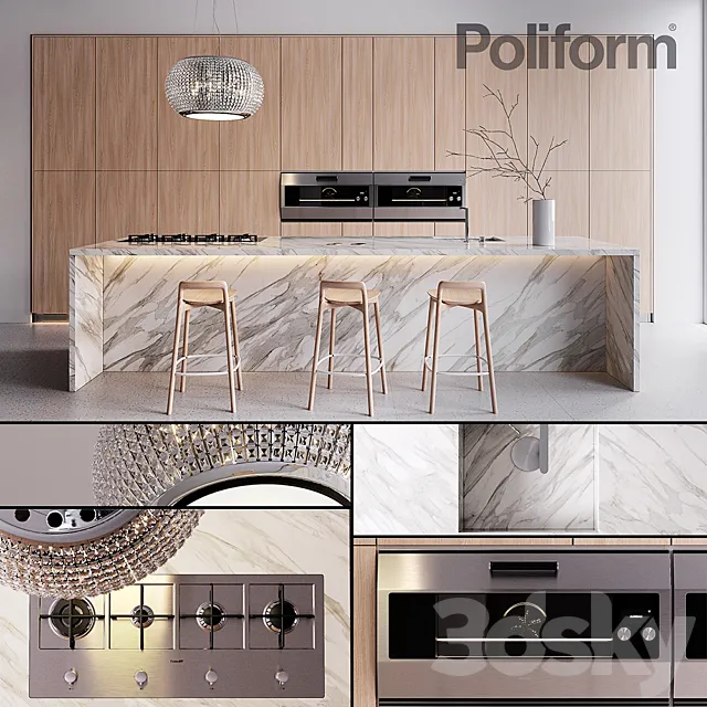Kitchen Poliform Varenna Trail 2 (vray GGX. corona PBR) Free Download