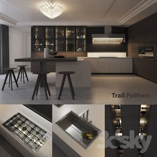 Kitchen Poliform Varenna Trail (vray corona) 3D Model